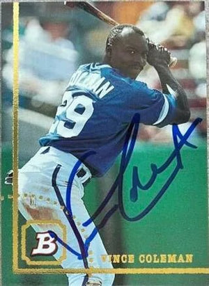 Vince Coleman Signed 1994 Bowman Baseball Card - Kansas City Royals