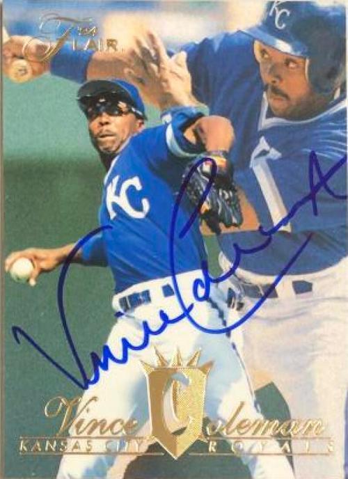Vince Coleman Signed 1994 Flair Baseball Card - Kansas City Royals - PastPros