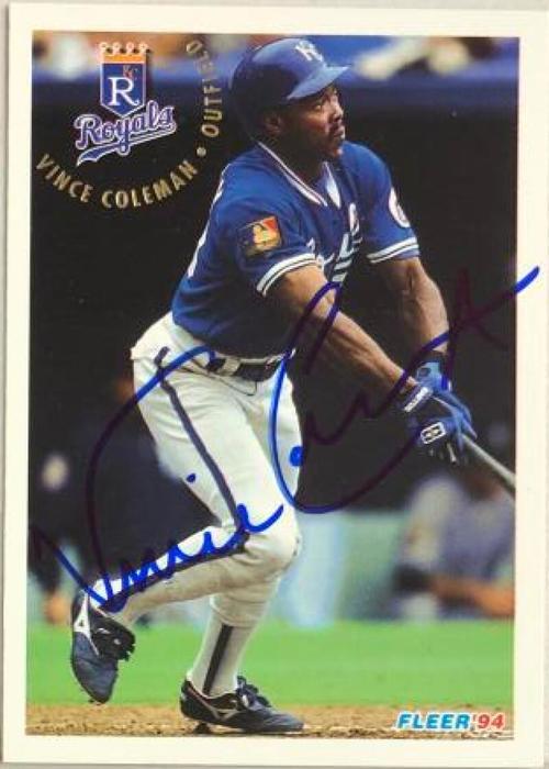 Vince Coleman Signed 1994 Fleer Baseball Card - Kansas City Royals - PastPros
