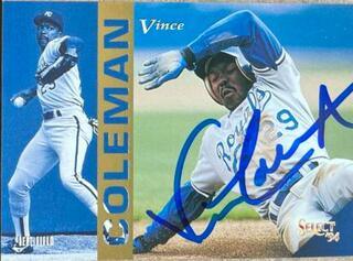 Vince Coleman Signed 1994 Score Select Baseball Card - Kansas City Royals - PastPros