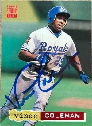 Vince Coleman Signed 1994 Stadium Club Baseball Card - Kansas City Royals