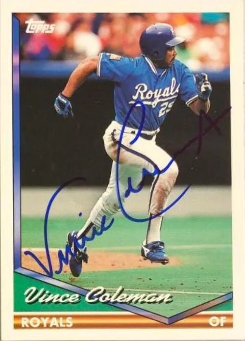 Vince Coleman Signed 1994 Topps Baseball Card - Kansas City Royals