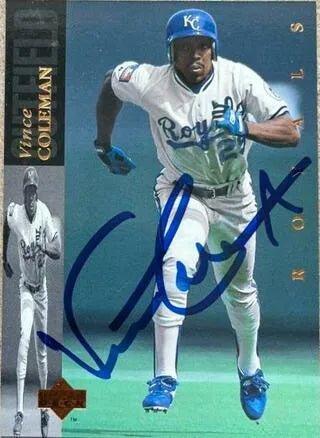 Vince Coleman Signed 1994 Upper Deck Baseball Card - Kansas City Royals