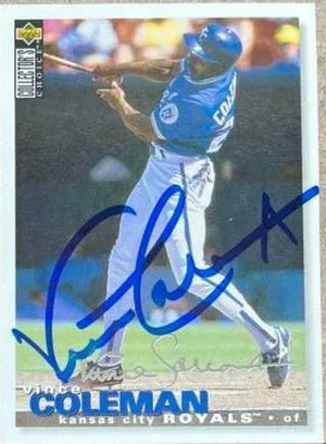 Vince Coleman Signed 1995 Collector's Choice Silver Signature Baseball Card - Kansas City Royals