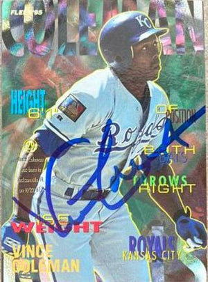 Vince Coleman Signed 1995 Fleer Baseball Card - Kansas City Royals - PastPros