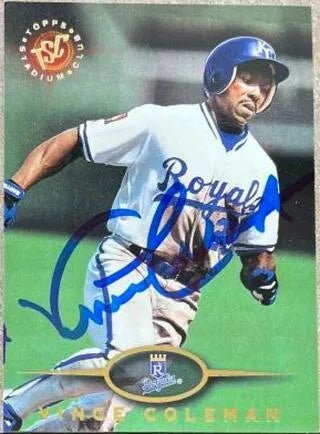 Vince Coleman Signed 1995 Stadium Club Baseball Card - Kansas City Royals