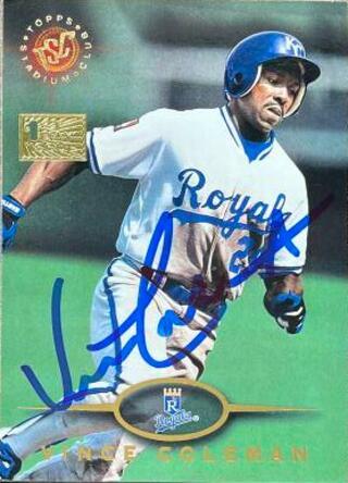 Vince Coleman Signed 1995 Stadium Club First Day Issue Baseball Card - Kansas City Royals - PastPros