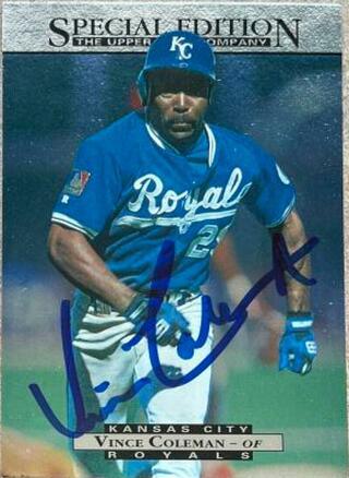 Vince Coleman Signed 1995 Upper Deck Special Edition Baseball Card - Kansas City Royals - PastPros