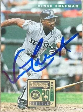 Vince Coleman Signed 1996 Donruss Baseball Card - Seattle Mariners