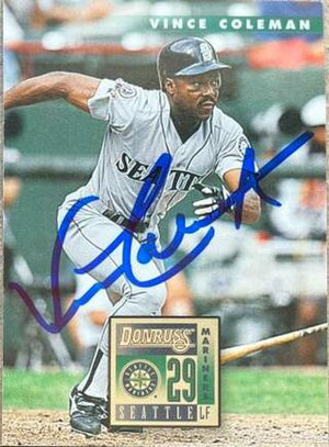 Vince Coleman Signed 1996 Donruss Baseball Card - Seattle Mariners - PastPros