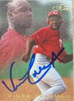 Vince Coleman Signed 1996 Flair (Gold Letters) Baseball Card - Cincinnati Reds