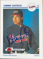 Vinny Castilla Signed 1991 Line Drive AAA Baseball Card - Greenville Braves