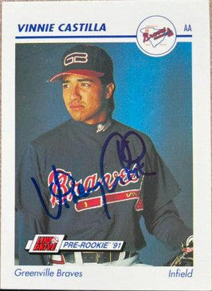 Vinny Castilla Signed 1991 Line Drive AAA Baseball Card - Greenville Braves - PastPros