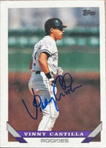 Vinny Castilla Signed 1993 Topps Traded Baseball Card - Colorado Rockies