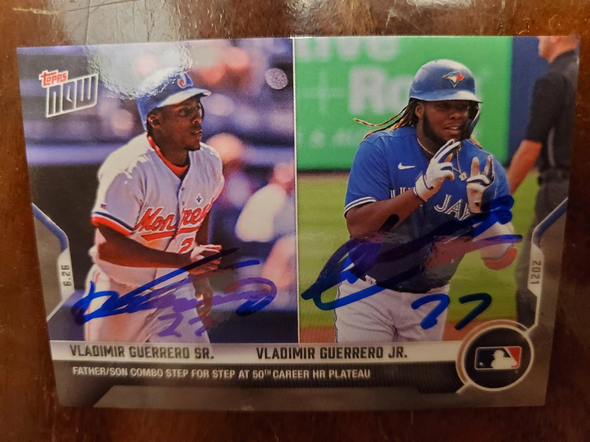 Vladimir Guerrero Jr & Sr Dual Signed 2021 Topps Now Baseball Card - Toronto Blue Jays / Montreal Expos