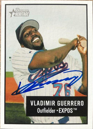 Vladimir Guerrero Signed 2003 Bowman Heritage Baseball Card - Montreal Expos - PastPros
