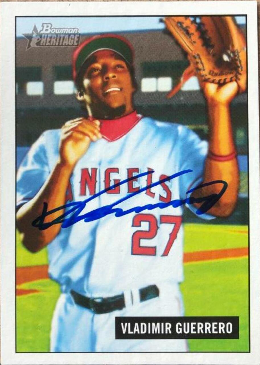 Vladimir Guerrero Signed 2005 Bowman Heritage Baseball Card - Anaheim Angels - PastPros