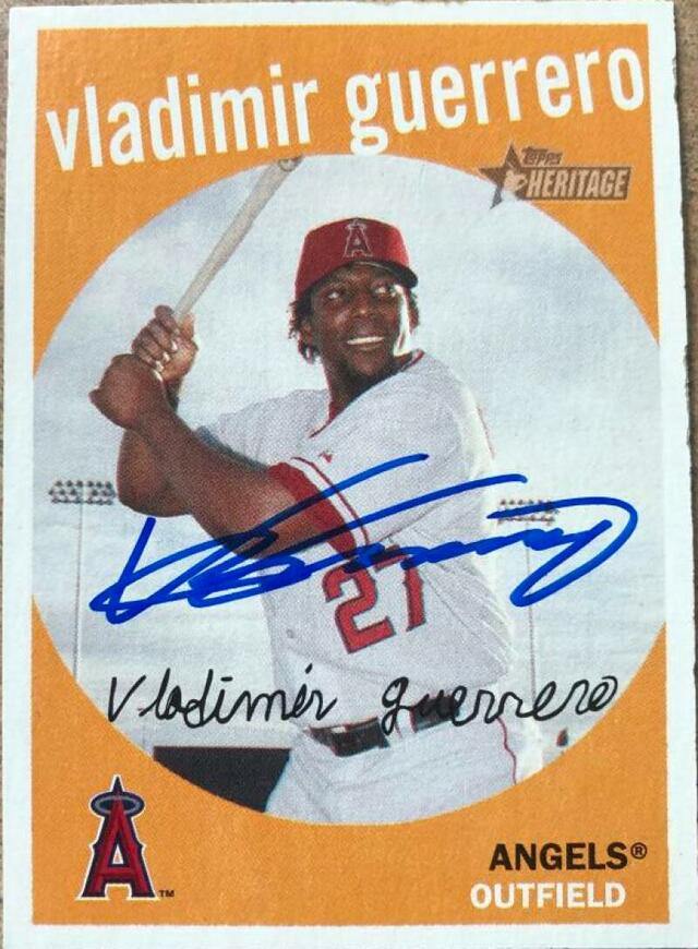 Vladimir Guerrero Signed 2008 Topps Heritage Baseball Card - Anaheim Angels - PastPros