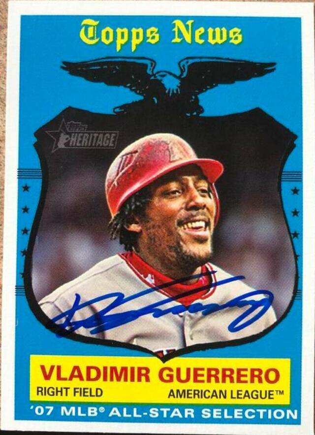 Vladimir Guerrero Signed 2008 Topps Heritage Baseball Card - Anaheim Angels - PastPros