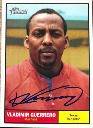Vladimir Guerrero Signed 2010 Topps Heritage Baseball Card - Texas Rangers - PastPros
