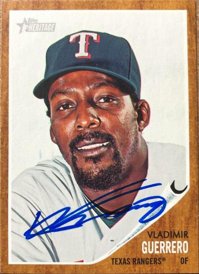 Vladimir Guerrero Signed 2011 Topps Heritage Baseball Card - Texas Rangers - PastPros