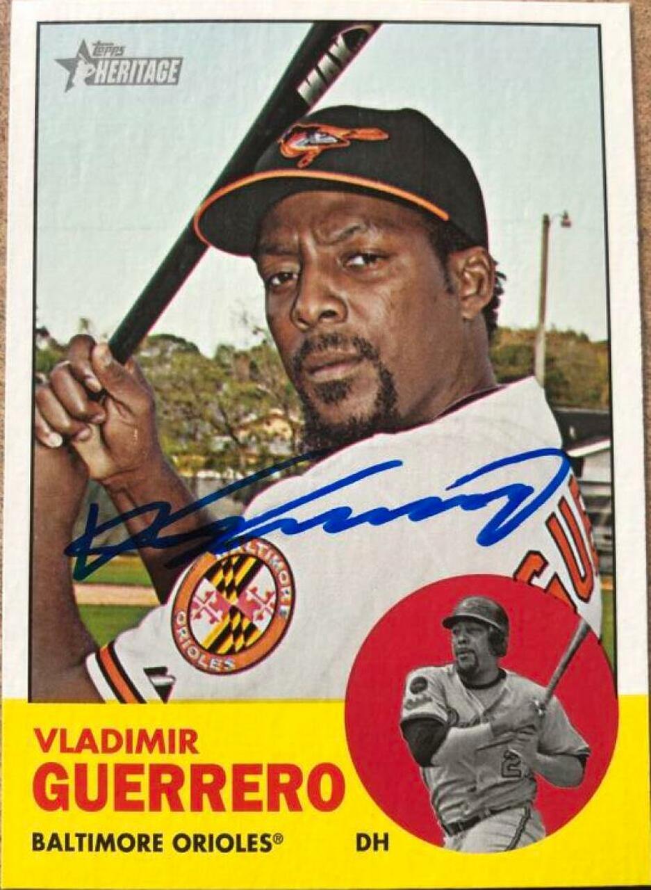 Vladimir Guerrero Signed 2012 Topps Heritage Baseball Card - Baltimore Orioles - PastPros