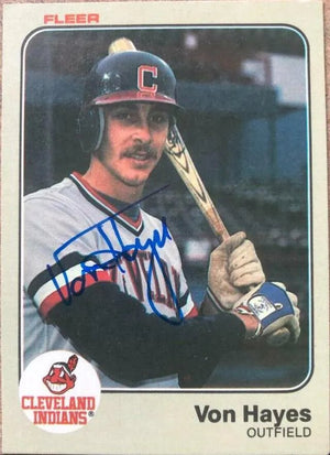 Von Hayes Signed 1983 Fleer Baseball Card - Cleveland Indians