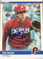 Von Hayes Signed 1984 Fleer Baseball Card - Philadelphia Phillies