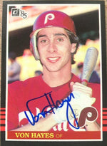 Von Hayes Signed 1985 Donruss Baseball Card - Philadelphia Phillies - PastPros