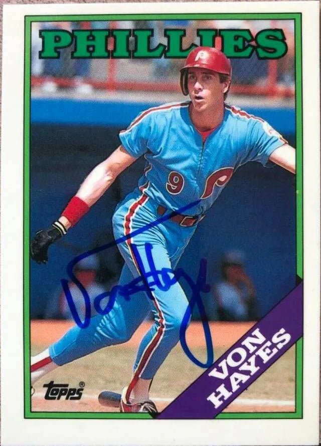 Von Hayes Signed 1988 Topps Tiffany Baseball Card - Philadelphia Phillies