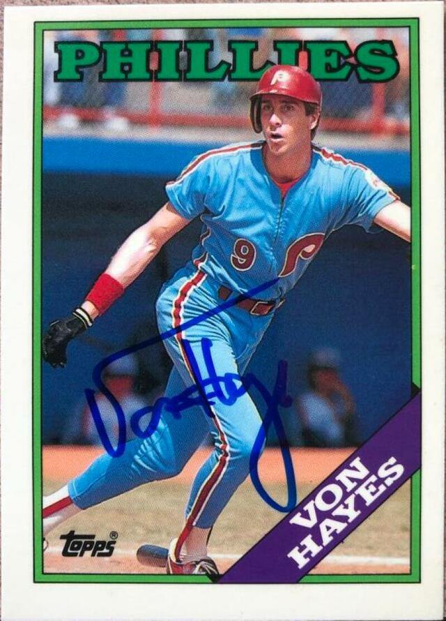 Von Hayes Signed 1988 Topps Tiffany Baseball Card - Philadelphia Phillies - PastPros