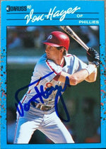 Von Hayes Signed 1990 Donruss Baseball's Best Baseball Card - Philadelphia Phillies