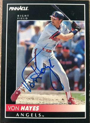 Von Hayes Signed 1992 Pinnacle Baseball Card - California Angels