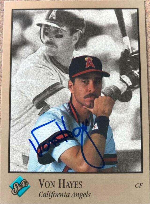 Von Hayes Signed 1992 Studio Baseball Card - California Angels - PastPros