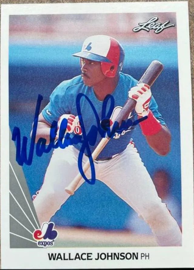 Wallace Johnson Signed 1990 Leaf Baseball Card - Montreal Expos