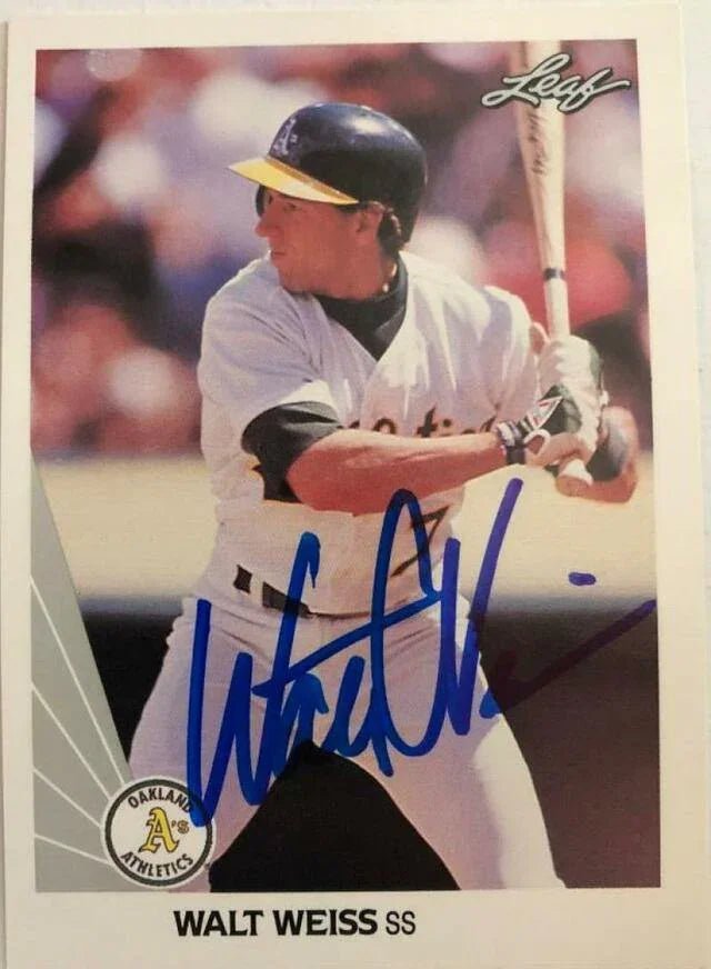 Walt Weiss Signed 1990 Leaf Baseball Card - Oakland A's