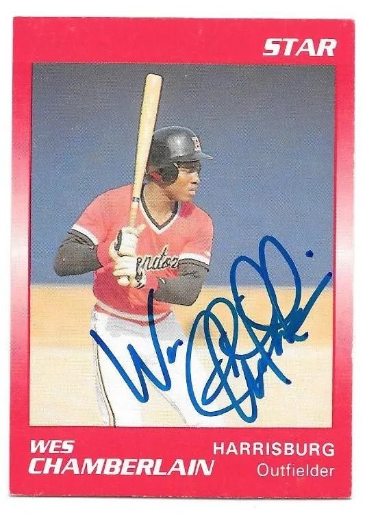 Wes Chamberlain Signed 1989 Star Baseball Card - Harrisburg Senators