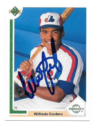 Wil Cordero Signed 1991 Upper Deck Baseball Card - Montreal Expos