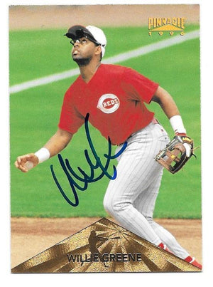 Willie Greene Signed 1996 Pinnacle Baseball Card - Cincinnati Reds - PastPros