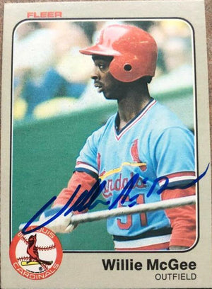 Willie McGee Signed 1983 Fleer Baseball Card - St Louis Cardinals - PastPros