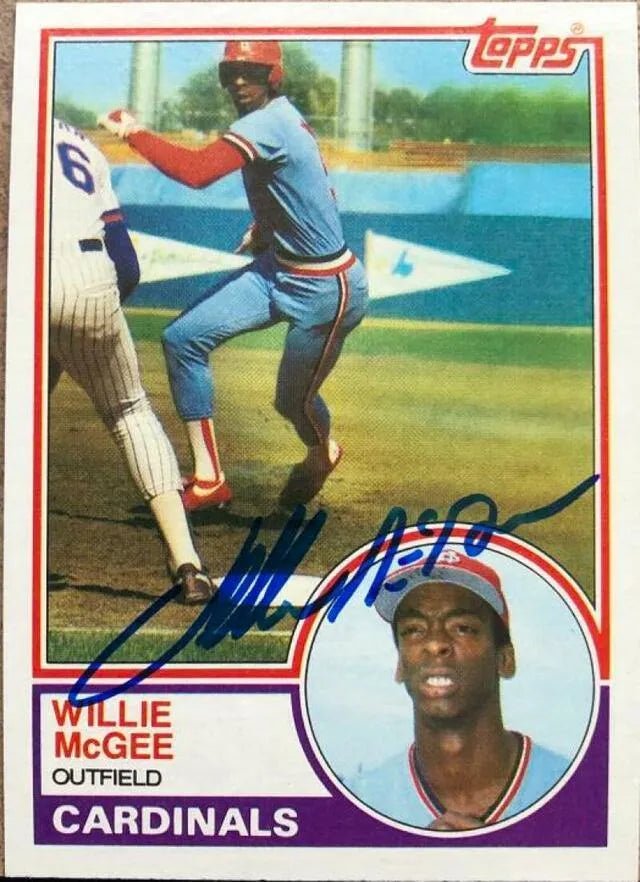 Willie McGee Signed 1983 Topps Baseball Card - St Louis Cardinals