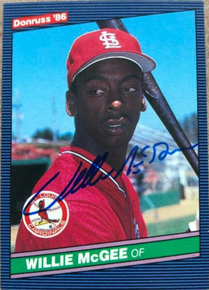 Willie McGee Signed 1986 Donruss Baseball Card - St Louis Cardinals - PastPros
