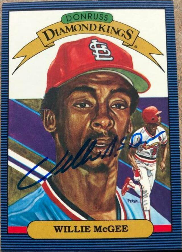 Willie McGee Signed 1986 Donruss Diamond Kings Baseball Card - St Louis Cardinals - PastPros