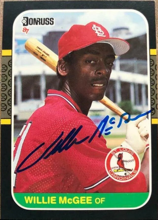Willie McGee Signed 1987 Donruss Baseball Card - St Louis Cardinals