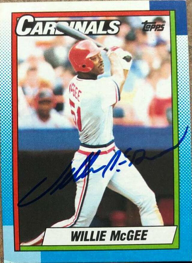 Willie McGee Signed 1990 Topps Baseball Card - St Louis Cardinals - PastPros