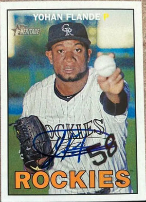 Yohan Flande Signed 2016 Topps Heritage Baseball Card - Colorado Rockies - PastPros