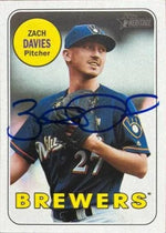 Zach Davies Signed 2018 Topps Heritage Baseball Card - Milwaukee Brewers