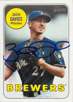 Zach Davies Signed 2018 Topps Heritage Baseball Card - Milwaukee Brewers - PastPros